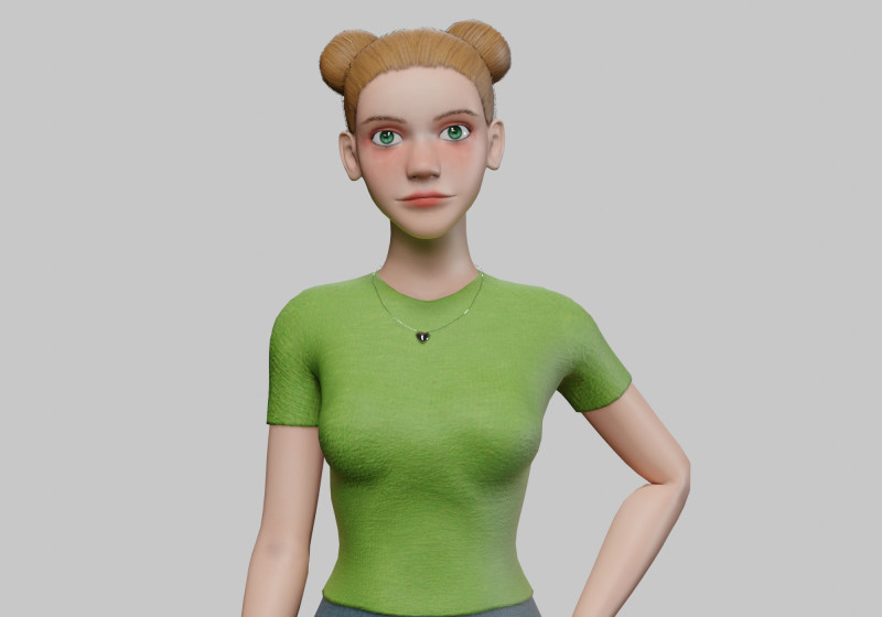 Cute classic woman V24038 3D Модель .c4d .max .obj .3ds .fbx .stl .blend