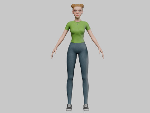Cute classic woman V24038 3D Модель