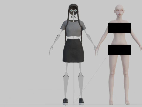 Pretty cool woman V32024 3D Model
