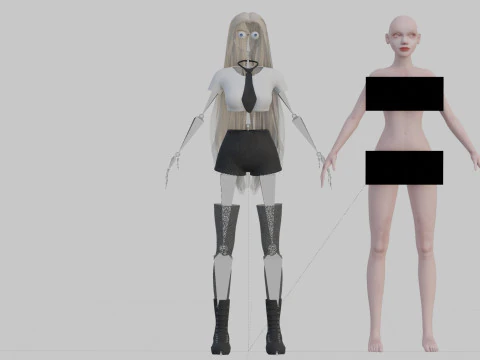 Pretty stylized woman V35206 3D Model