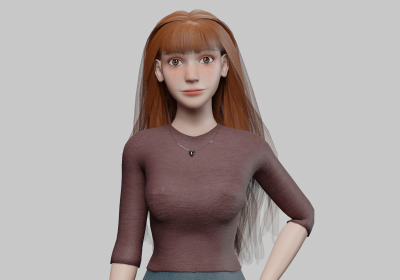 Standard cute Woman V33983 3D Model .c4d .max .obj .3ds .fbx .stl .blend 