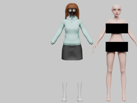 Basic cute Woman V35794 3D Модель