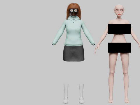 Basic cute Woman V35794 3D Model