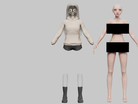 Beautiful Basic Woman V37009 3D Model