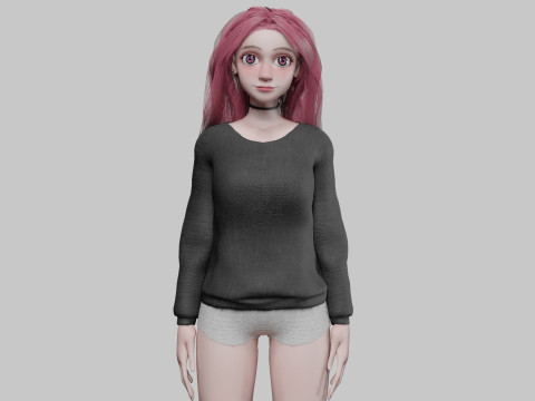 Cartoon cute Woman V32998 3D 모델
