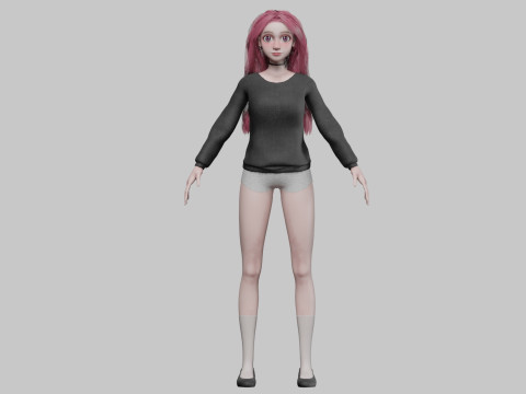 Cartoon cute Woman V32998 Modèle 3D
