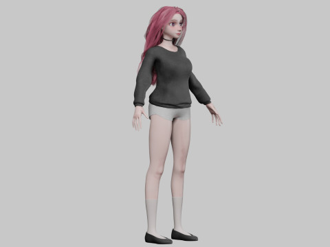 Cartoon cute Woman V32998 Modèle 3D