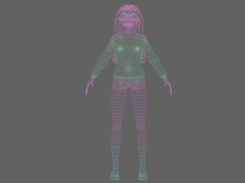 Cartoon cute Woman V32998 Modèle 3D