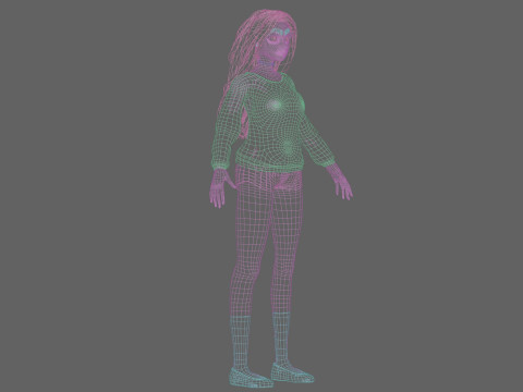 Cartoon cute Woman V32998 Modèle 3D