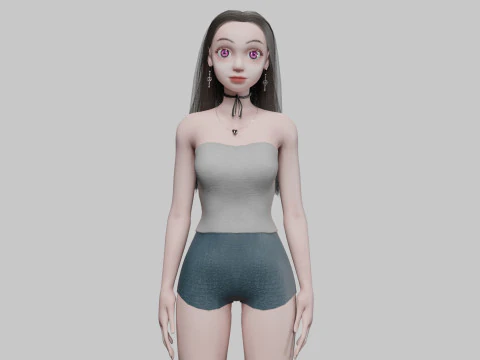 Cartoon mooie vrouw V27603 3D Model