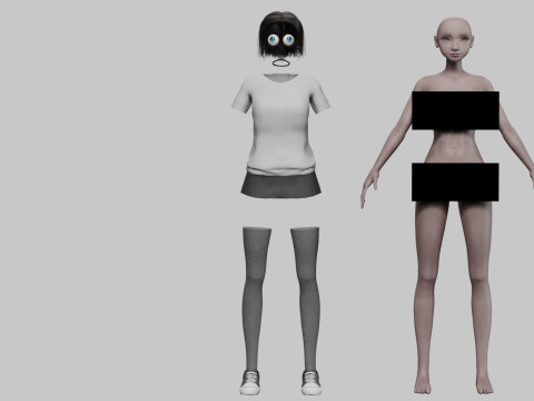 Cute Basic Woman V31672 Modello 3D