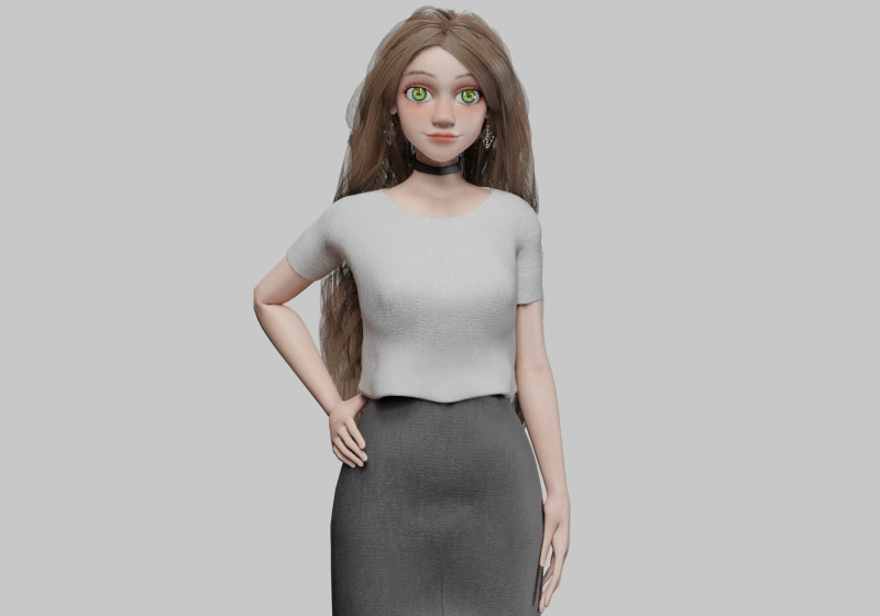 Cute Cartoon woman V42726 Modèle 3D .c4d .max .obj .3ds .fbx .stl .blend 