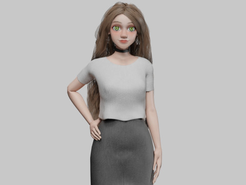 Cute Cartoon woman V42726 3D-Modell