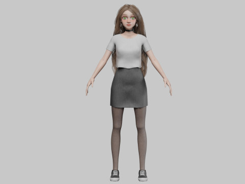 Cute Cartoon woman V42726 Modèle 3D