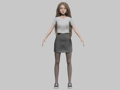 Cute Cartoon woman V42726 3D Model