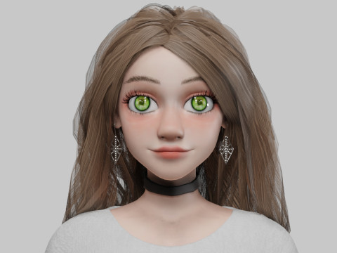 Cute Cartoon woman V42726 Modèle 3D