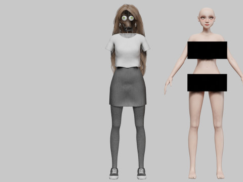 Cute Cartoon woman V42726 Modèle 3D