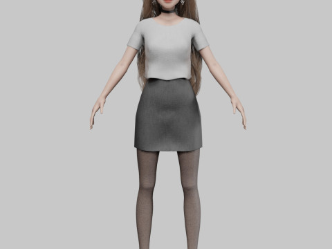 Cute Cartoon woman V42726 Modèle 3D