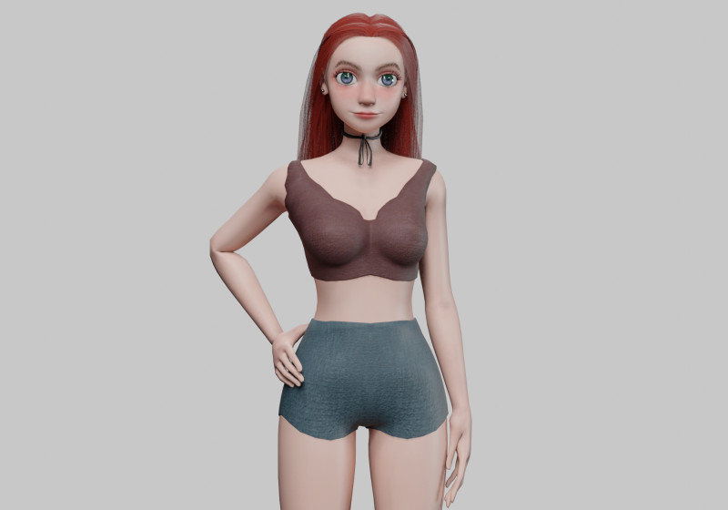 Cute teen woman V26615 3D Model .c4d .max .obj .3ds .fbx .stl .blend 