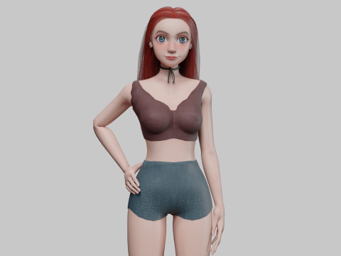 Cute teen woman V26615 3D Model