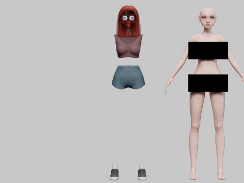 Cute teen woman V26615 3D Model