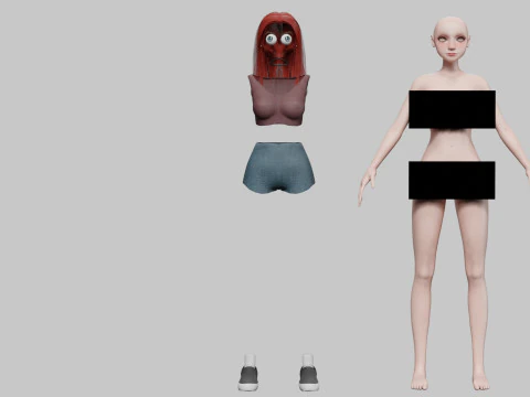 Cute teen woman V26615 3D Model