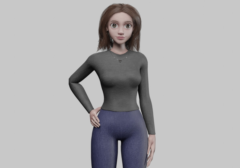 Cute Young Woman V34238 3D Модель .c4d .max .obj .3ds .fbx .stl .blend 