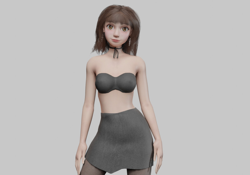 Pretty Cartoon woman V34549 3D Model .c4d .max .obj .3ds .fbx .stl .blend 