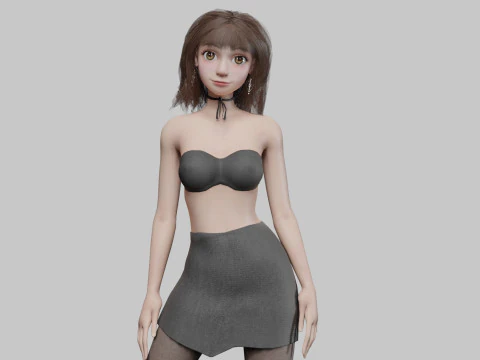 Симпатичная мультяшная женщина V34549 3D Модель