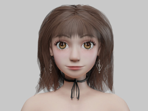 Pretty Cartoon woman V34549 3D Model