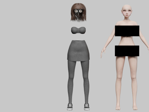 Pretty Cartoon woman V34549 3D Model