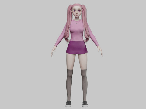 Pretty stylized woman V32343 Modello 3D