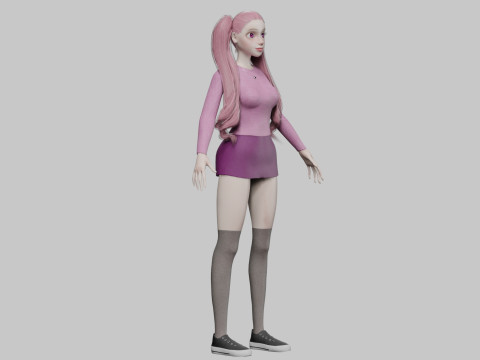 Pretty stylized woman V32343 Modello 3D