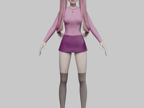 Pretty stylized woman V32343 Modello 3D