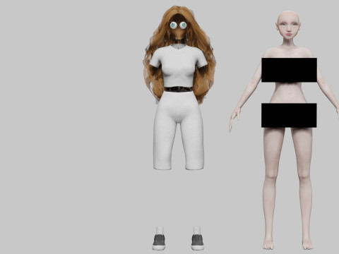 Standard cute Woman V37535 Model 3D