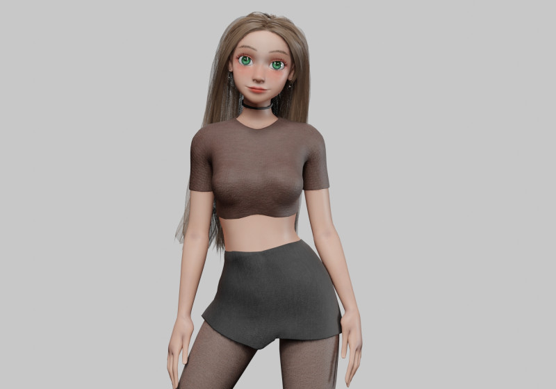 Stylized Pretty Woman V33151 Model 3D .c4d .max .obj .3ds .fbx .stl .blend