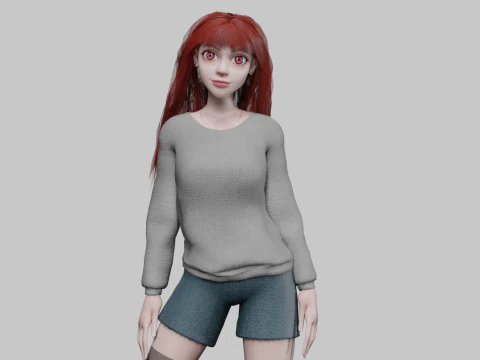 Douce jolie femme V35594 Modèle 3D