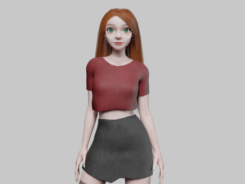 Cartoon cute Woman V33543 3D 模型