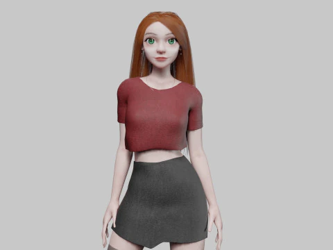 Cartoon s&uuml;&szlig;e Frau V33543 3D Modell