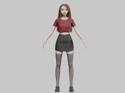 Cartoon cute Woman V33543 3D Модель