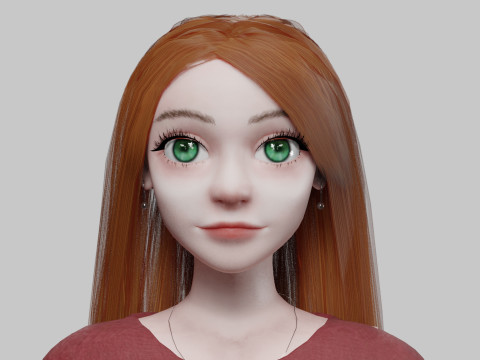 Cartoon cute Woman V33543 3D Модель