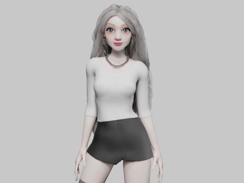 Cute classic woman V41173 3D मॉडल
