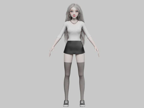 Cute classic woman V41173 3D Model