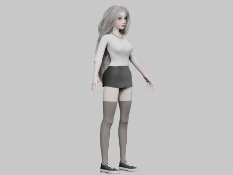 Cute classic woman V41173 3D Model