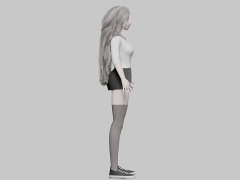 Cute classic woman V41173 Modello 3D