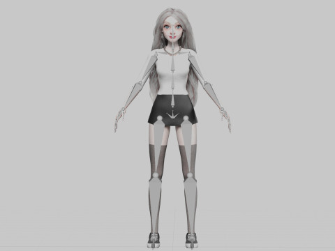 Cute classic woman V41173 Modello 3D