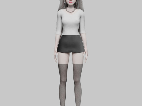 Cute classic woman V41173 Modello 3D