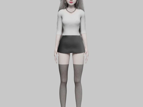 Cute classic woman V41173 3D Model