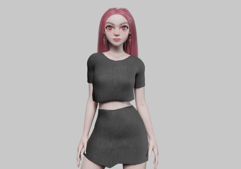 Cute cool woman V31787 3D 모델 .c4d .max .obj .3ds .fbx .stl .blend