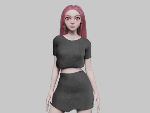 Cute cool woman V31787 3D Model